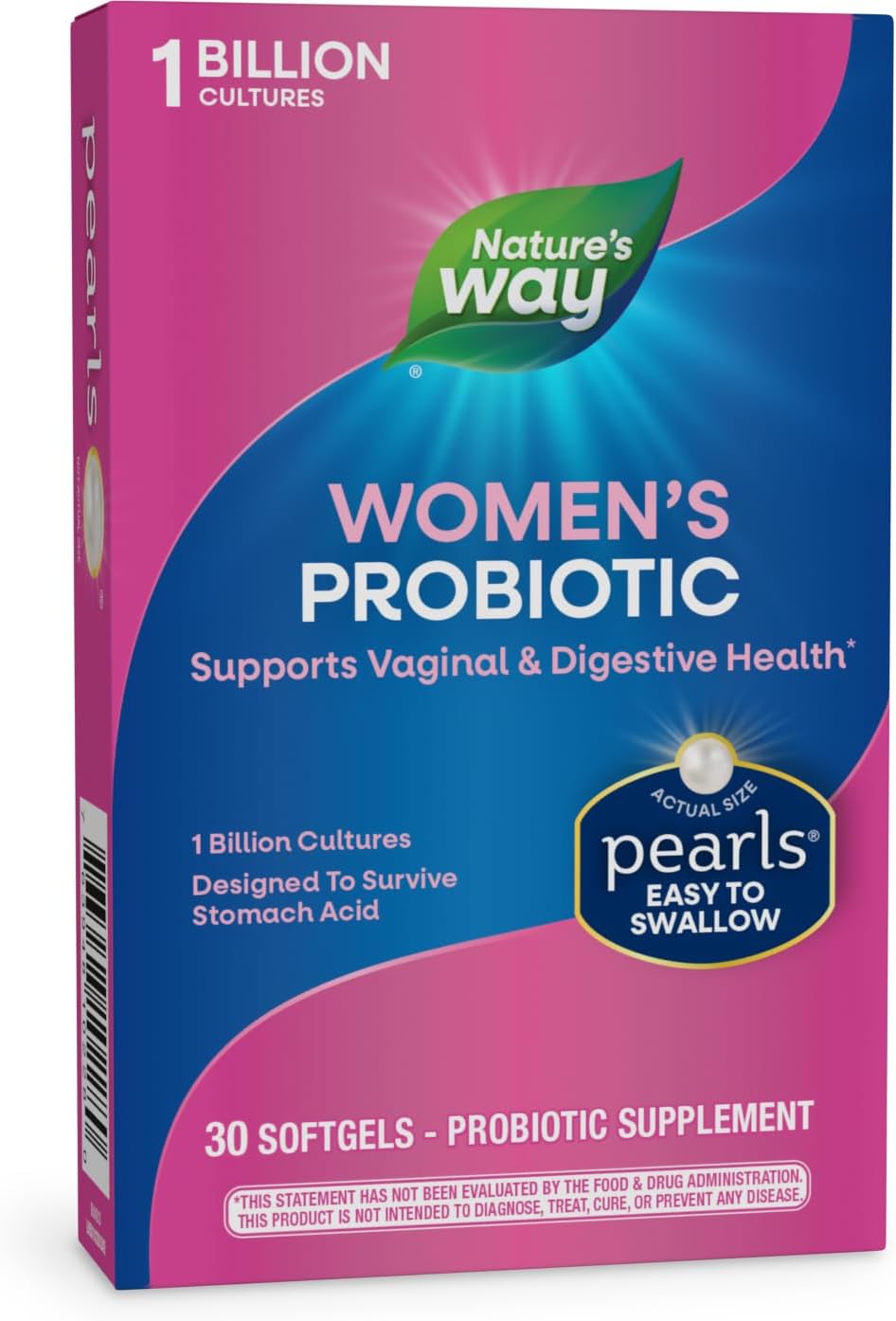 Nature'S Way Women'S Probiotic Pearls, Supports Vaginal And Digestive Health*, Protects Against Occasional Constipation & Bloating*, 1 Billion Live Cultures, 30 Softgels (Packaging May Vary)