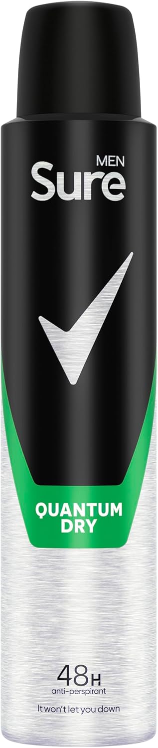 Sure Men Quantum Dry Anti-Perspirant Aerosol Deodorant For Men For 48-Hour Sweat And Odour Protection 6X 200 Ml