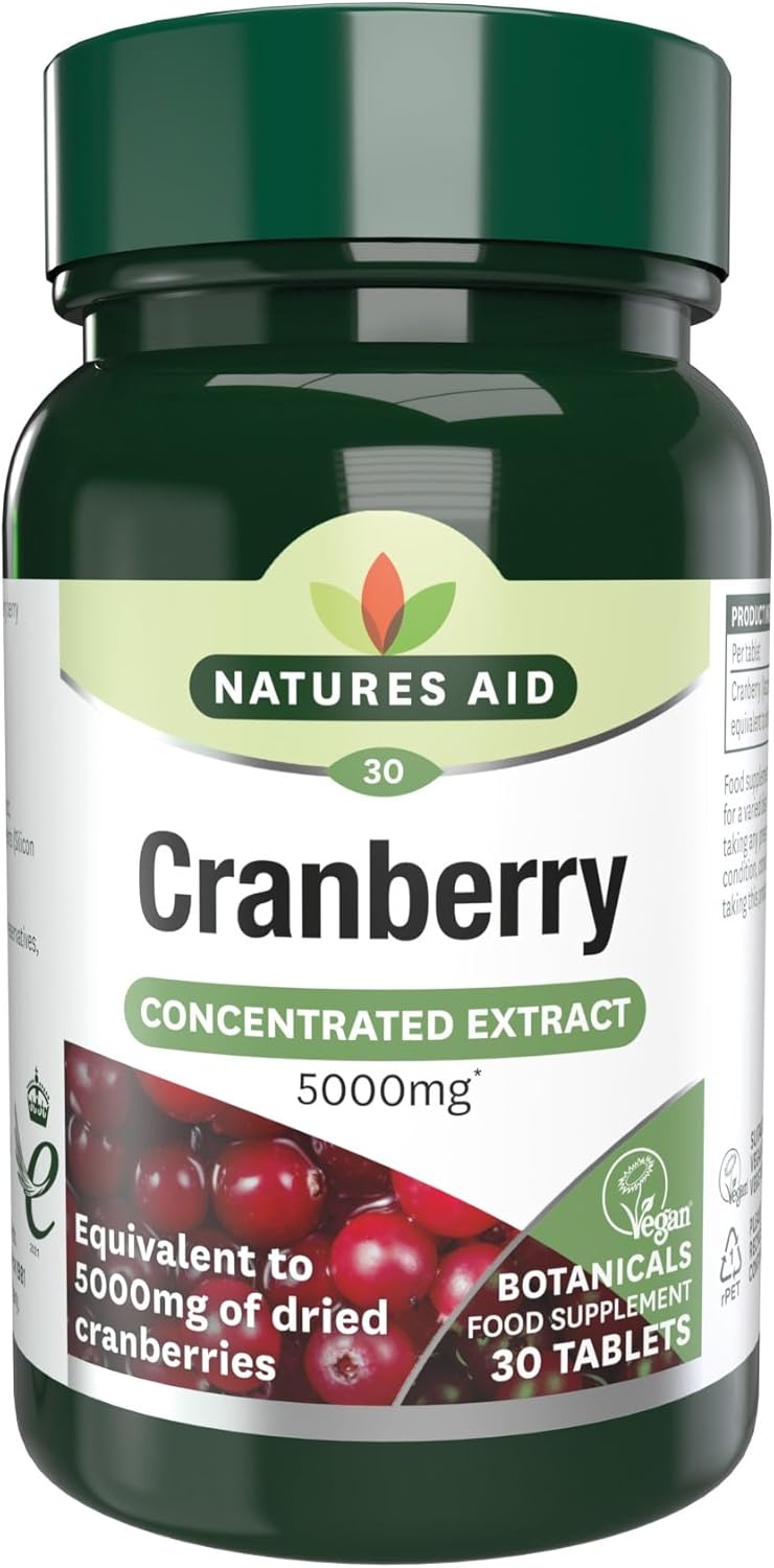 Natures Aid Cranberry Tablets 200Mg – High Strength Supplement For Urinary Tract Support, Bladder Health, Antioxidant Protection – Vegan, Gluten Free, Non-Gmo – 30 Tablets For Women & Men