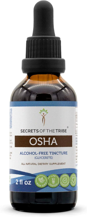 Secrets Of The Tribe Osha Tincture Alcohol-Free Extract, High-Potency Herbal Drops, Tincture Made From Responsibly Farmed Osha Ligusticum Porteri Respiratory System Health 2 Oz