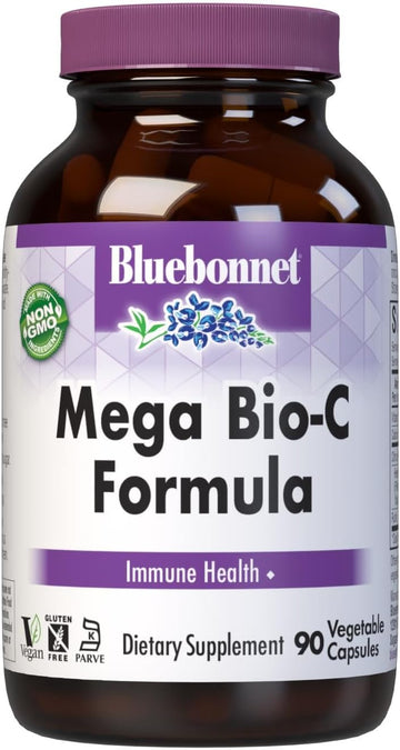 Bluebonnet Nutrition Mega Bio-C Formula Vegetable Capsules, High Potency Buffered Vitamin C, For Immune Health, Soy Free, Gluten Free, Non-Gmo, Kosher, Dairy Free, Vegan, 90 Count
