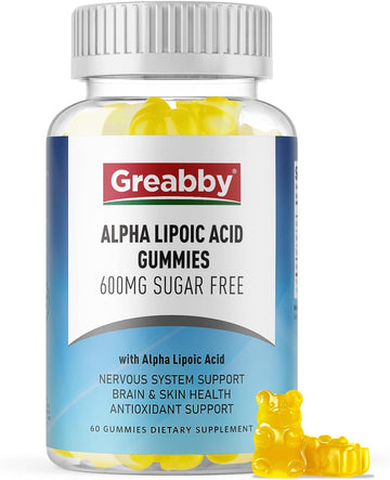 Alpha Lipoic Acid 600Mg Gummies, Sugar Free Chewable R Lipoic Acid Supplement For Antioxidant & Nervous System Support, Brian & Skin Health, Pineapple Flavor, 60 Count