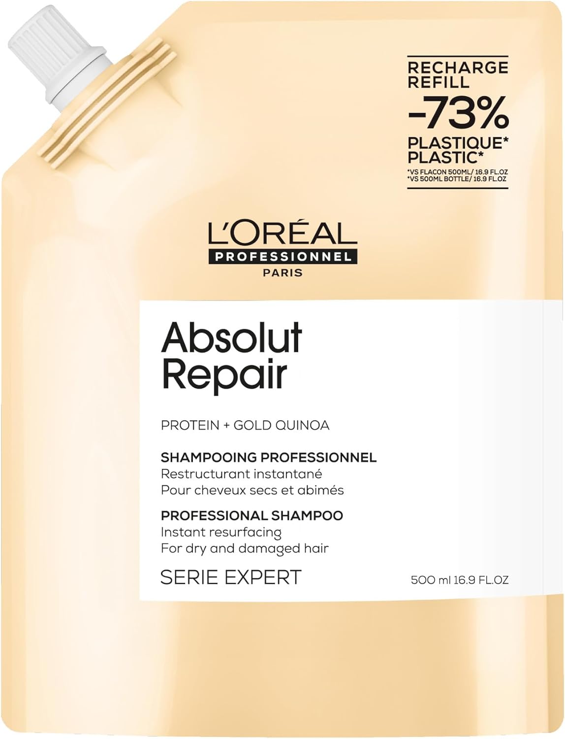 L’Oréal Professionnel Absolut Repair Refill Shampoo 500Ml, For Dry Hair, Instant Hydration, Softness & Shine