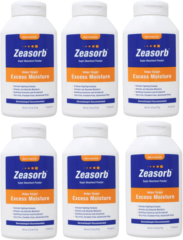 Zeasorb Prevention Super Absorbent Powder - 2.5 oz, Pack of 6