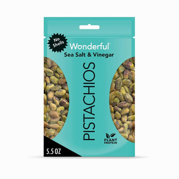 Wonderful Pistachios No Shells, Sea Salt & Vinegar Nuts, 5.5 Ounce Resealable Bag, Protein Snacks, Vegan Snacks, Healthy Snacks For Adults