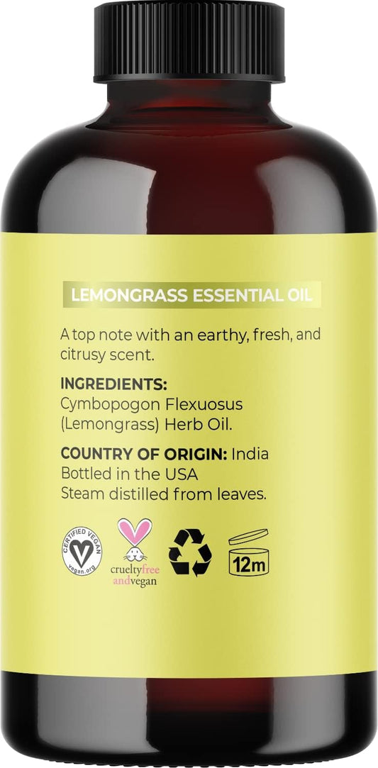 Pure Refreshing Lemongrass Essential Oil - Aromatherapy Lemongrass Oil For Hair Nails And Skin Plus Potent Natural Aromatic Essential Oil For Diffusers For Home And Travel From Maple Holistics