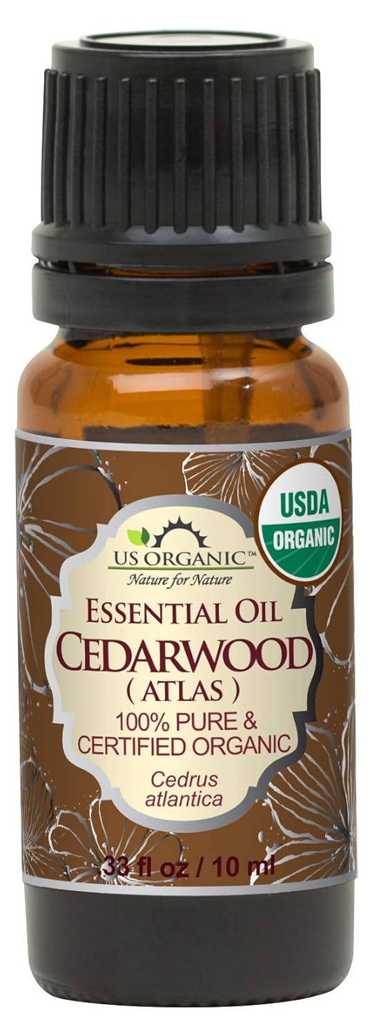 US Organic 100% Pure Cedarwood Essential Oil (Atlas) - USDA Certified Organic, Steam Distilled (More Size Variations Available) (10 ml / .33 fl oz)