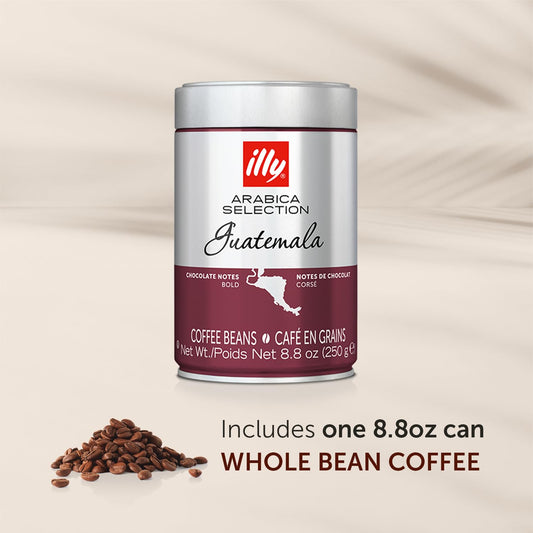 illy Whole Bean Coffee - Perfectly Roasted Whole Coffee Beans – Guatemala Dark Roast - with Notes of Chocolate – Complex & Balanced - 100% Arabica Coffee - No Preservatives – 8.8 Ounce