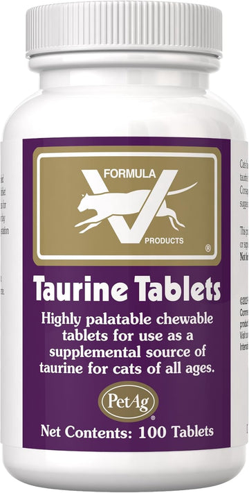 Pet-Ag Taurine Tablets For Cats - 100 Tablets - Daily-Use, Chewable Supplement For Cats Of All Ages