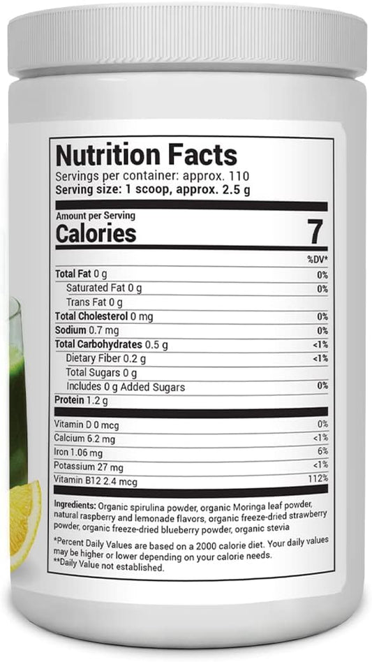 Dr. Berg's (Veggie Solution) Organic Super Greens Powder w/Spirulina - Raw Green Powder Superfood - Vegetable Powder Supplement with Vitamins, Minerals, Enzymes, and Phytonutrients - 110 Servings