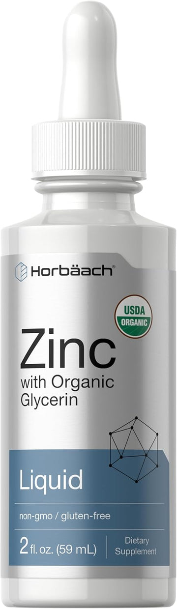 Horbäach Zinc | 2Oz Liquid Drops For Adults | Supplement With Organic Glycerin | Non-Gmo, Gluten Fee & Vegetarian Formula