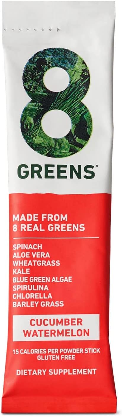 8Greens Daily Greens Powder Sticks - Vegan Super Greens Powder & Multi Vitamins Supplements, Greens Powder (Pack of 15 Sticks) (Watermelon Cucumber) : Health & Household