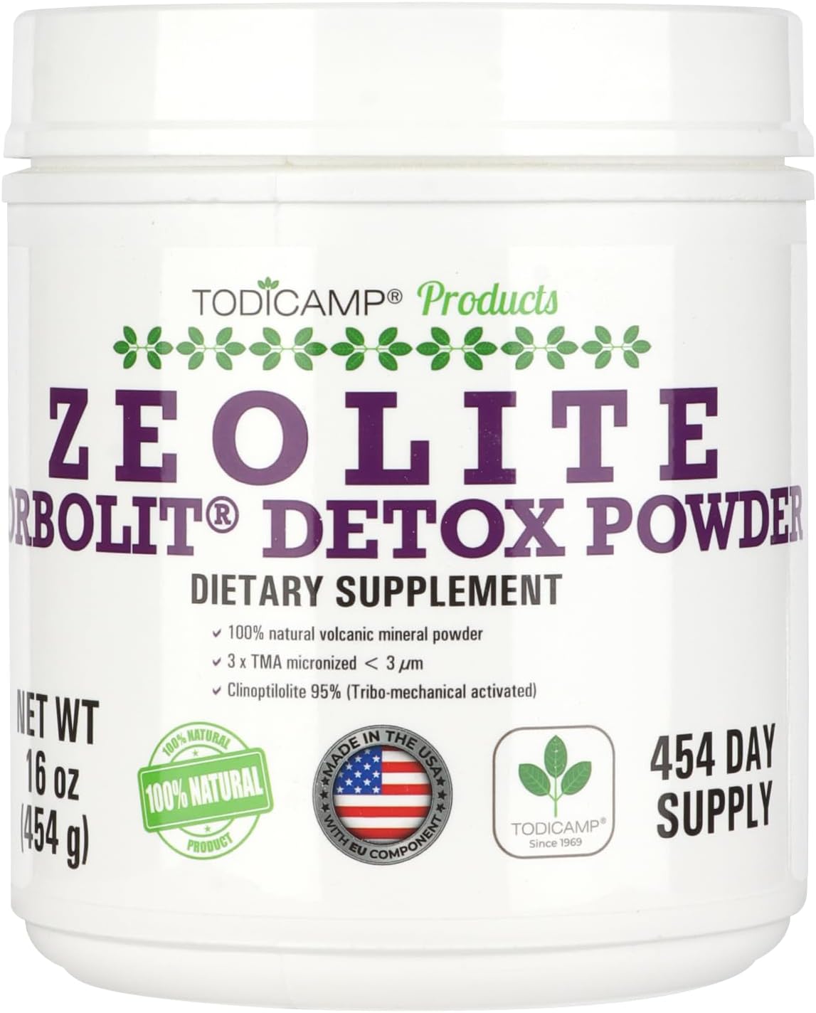 Sorbolit Zeolite Detox Powder - 1 Lb Clinoptilolite Zeolite Powder Sorbolit- 1-2 µm For Cellular Detox - 454 Days Supply