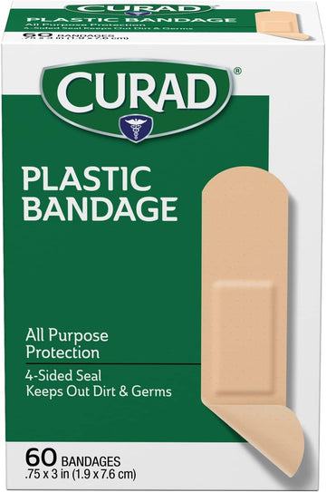 Curad Plastic Adhesive Bandages, 3/4 X 3 Inch, 60/Box, Pack Of 6