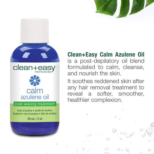 Clean + Easy Azulene Oil – Post Waxing Treatment For Sensitive Skin, Soothes Irritation & Removes Wax Residue After Hair Removal, After Wax Care, 2 Oz