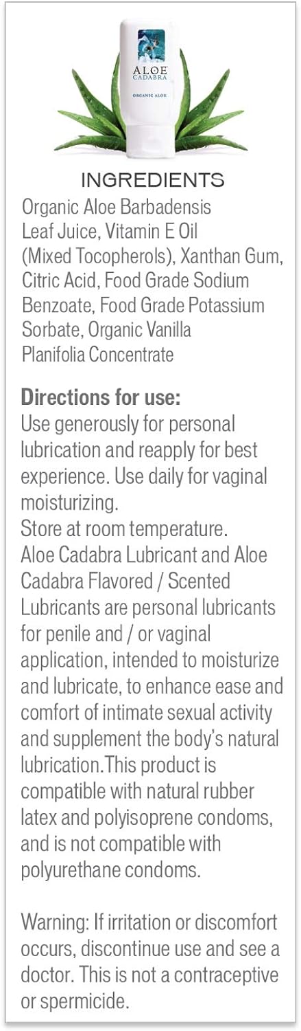 Aloe Cadabra Water-Based Personal Lubricant, Lube for Couples, for Him & Her, Natural Aloe, 2.5 Ounce (Pack of 3)