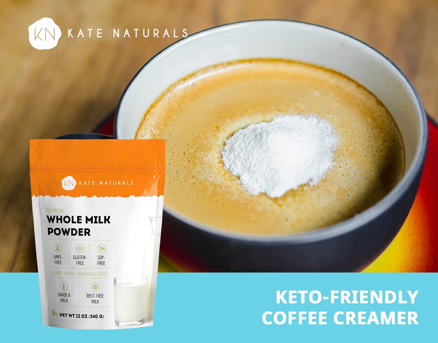 Kate Naturals Dry Whole Milk Powder for Baking and Coffee (12oz) Dried Powdered Milk for Adults. RBST-Free. Substitute For Liquid Milk. Milk Whole Powder for Milkshakes. Made In USA. : Grocery & Gourmet Food