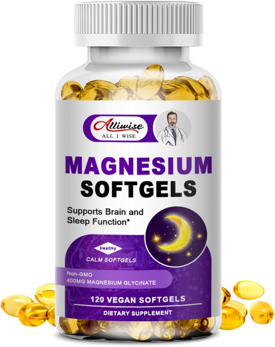 High Absorption Magnesium Glycinate 400Mg Softgels Supplement, 400 Mg Elemental Magnesium With 100Mg Calcium - Highly Bioavailable - With Vitamin D3 & K2, For Sleep, Mood, Brain Support