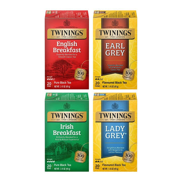 Twinings Variety Pack Black Tea Bags, 20 Count (Pack Of 4), Includes English Breakfast, Earl Grey, Irish Breakfast, And Lady Grey, Caffeinated, Enjoy Hot Or Iced | Packaging May Vary