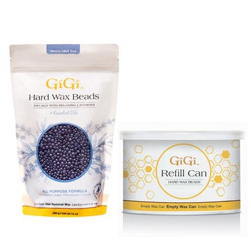 Gigi Hard Wax Beads Refill Can 14 Oz And Relaxing Lavender Hard Wax For Hair Removal 14 Oz