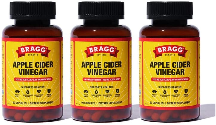 Bragg Apple Cider Vinegar Capsules - Vitamin D3 & Zinc - 750Mg Of Acetic Acid – Immune & Weight Management Support - Non-Gmo, Vegan, Gluten Free, No Sugar (3)