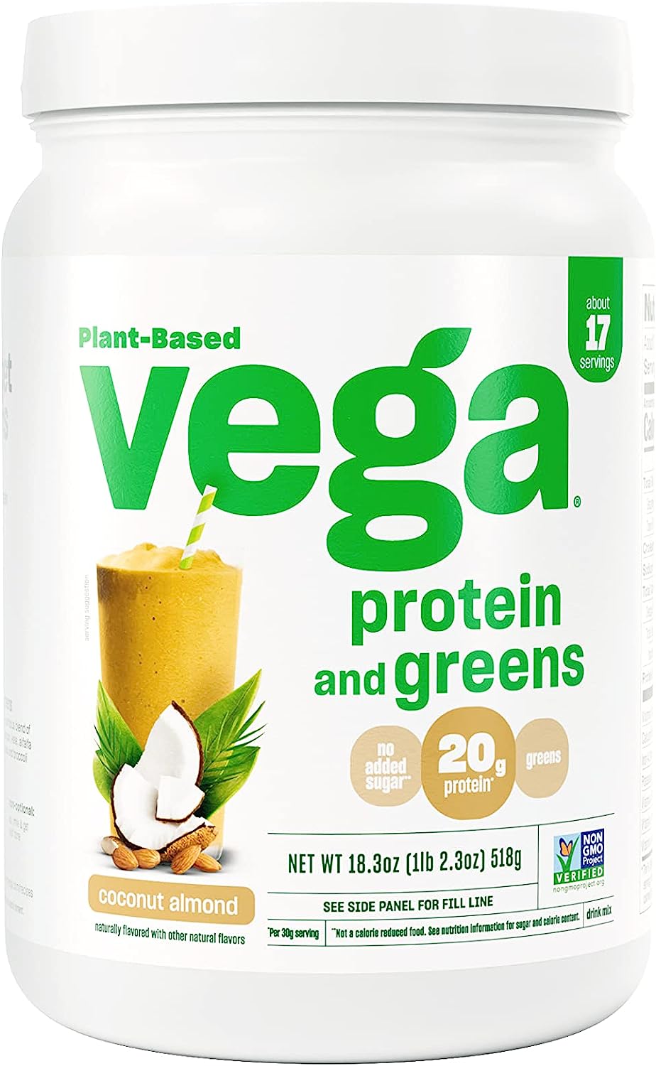 Vega Protein and Greens Protein Powder, Coconut Almond - 20g Plant Bas