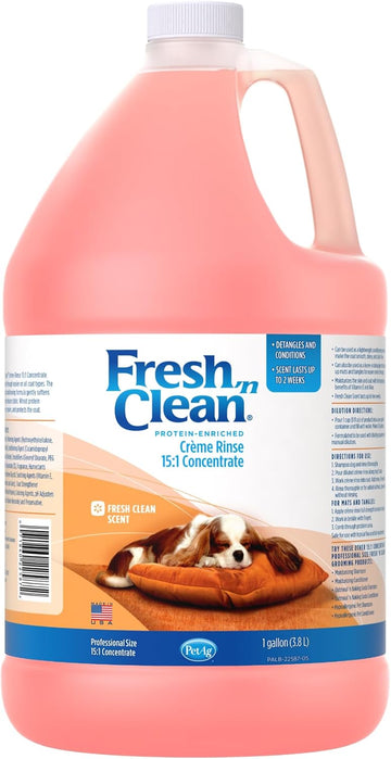 Pet-Ag Fresh ’N Clean Scented Creme Rinse, Classic Fresh Scent (15:1 Concentrate) - 1 Gallon - Conditions Coat And Moisturizes Skin With Vitamin E & Aloe Vera - Soap Free