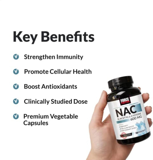 Force Factor Nac 600 Mg, N-Acetyl Cysteine For Liver Health, Immune Support & Antioxidant Production, Clinically Studied Dose, 200 Servings