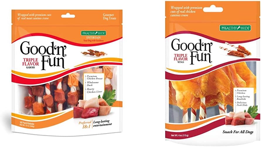 Good'N'Fun Triple Flavored Rawhide Kabobs 12 Oz and Wings 4 Oz : Grocery & Gourmet Food