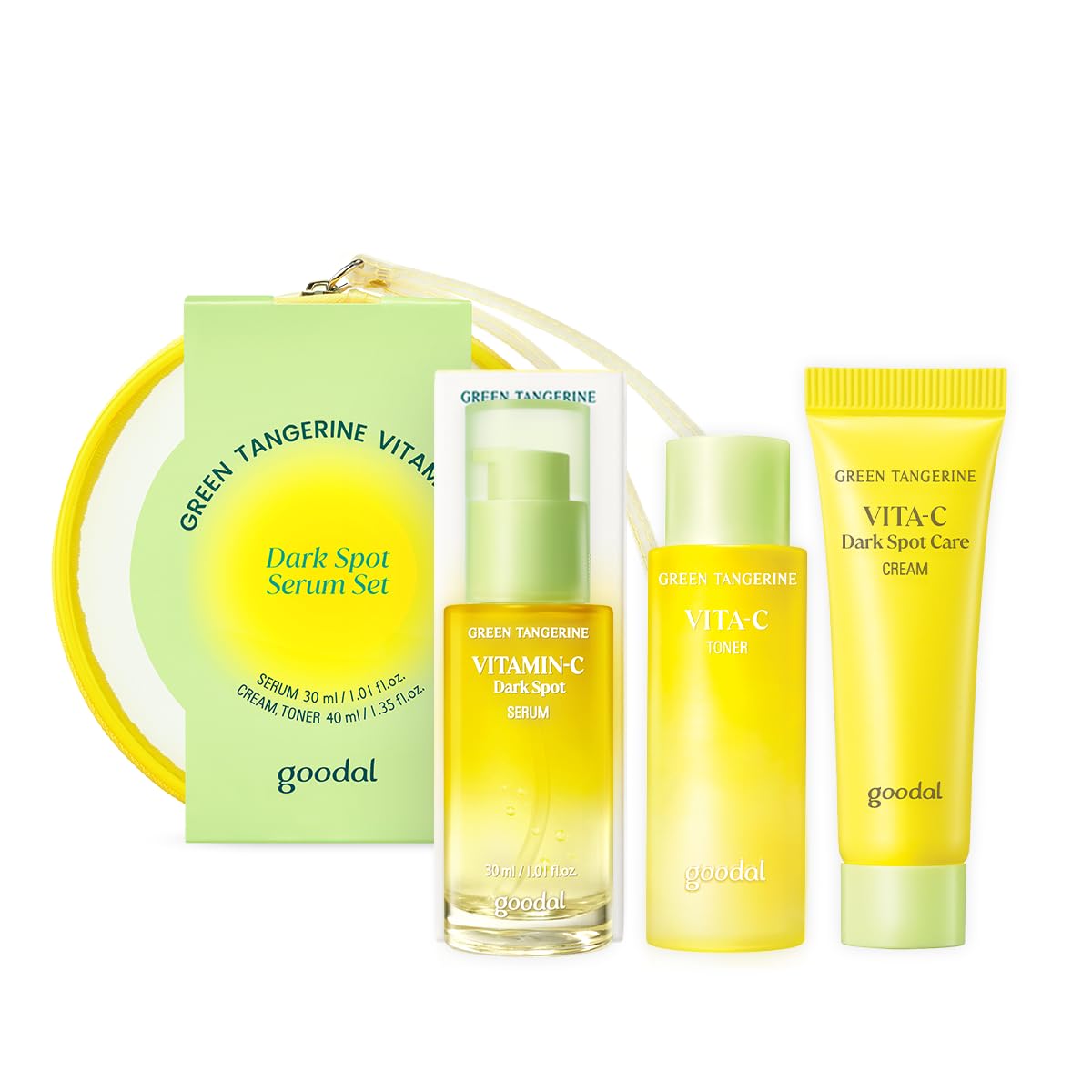 Goodal Green Tangerine Vitamin C Travel Size, Gift Set, Trial Kits, Serum & Toner & Cream Skincare Sets