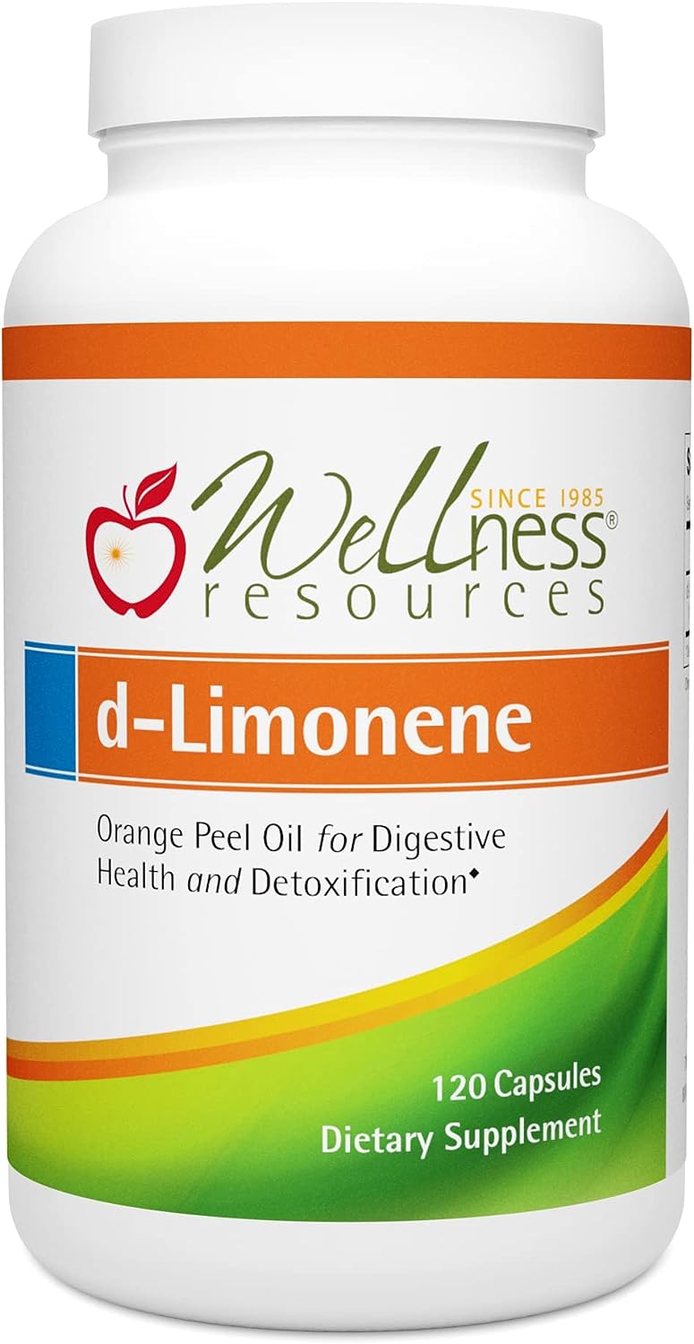 High Potency D-Limonene Capsules 1000Mg, 120 Capsules - Orange Peel Extract For Digestive Health, Heartburn, Acid Reflux, Detoxification