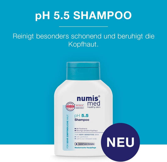 Numis Med Shampoo Ph 5.5-6 Pack Skin Soothing Hair Shampoo For Very Sensitive & Sensitive Skin - Vegan Hair Care Without Silicones, Parabens & Mineral Oil - Hair Shampoo (6 X 200 Ml)