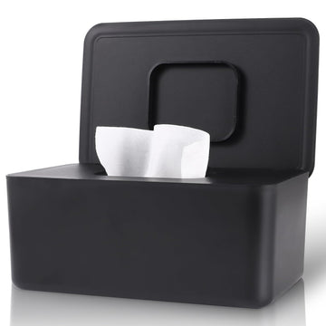 Baby Wipes Dispenser, Wipes Dispenser Baby Wipes Case, Baby Wipe Holder For Fresh Wipes, Non-Slip Wipes Case, Wipe Container With Sealing Design Lid (Black)