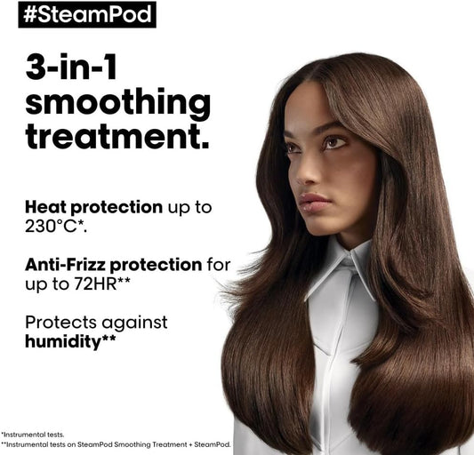 L’Oreal Professionnel, 3-In-1 Smoothing Treatment, Up To 72Hr Frizz Control, Heat Protection, Shine, Steampod, For All Hair Types, 50 Ml