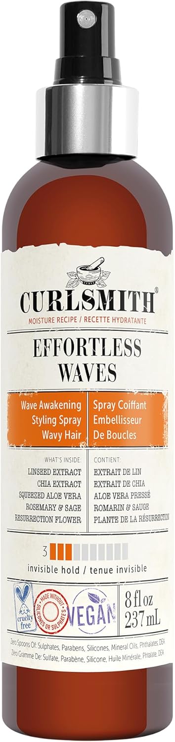 Curlsmith - Effortless Waves Styling Spray, Lightweight And Moisturising, Reduce Frizz, Natural Look, For Wavy And Curly Hair, Vegan (59Ml)
