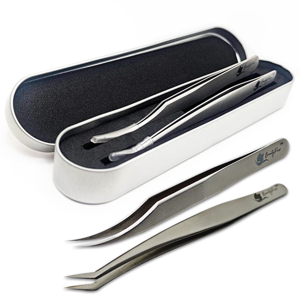 90 Degree Lash Tweezers For Eyelash Extensions - Stainless Steel Curved Tweezers For Eyelash - Lash Extension Kit With Sharp Tweezer – Lash Tool For Lash Extension - Gold