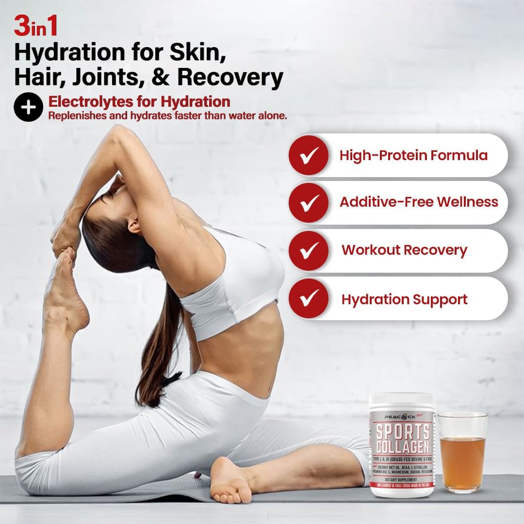 Peacock Max Keto Multi Collagen Peptides 16.2 Oz - Bone Broth Protein Powder, 5 Types Hydrolyzed Collagen, Mct Oil, Biotin & Electrolytes For Joint, Skin, Hair & Gut Health, Unflavored Protein Powder : Health & Household