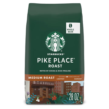 Starbucks Whole Bean Coffee, Medium Roast Coffee, Pike Place Roast, 100% Arabica, 1 Bag (28 Oz)