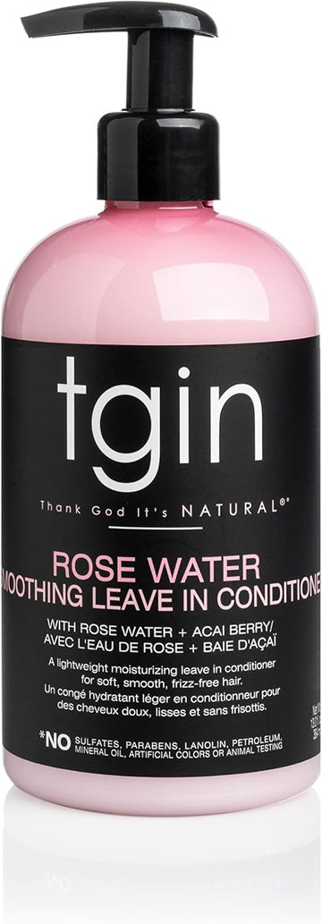 Tgin Rose Water Smoothing Leave-In Conditioner For Natural Hair - Protective Styles - Curls - Waves - Detangler - Great For Low Porosity Hair - Fine Hair