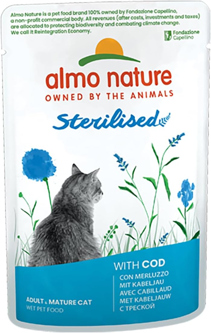 Almo Nature Functional Sterilised with Cod, Complete Wet Food for Adult Cats 30 x 70 g?5290