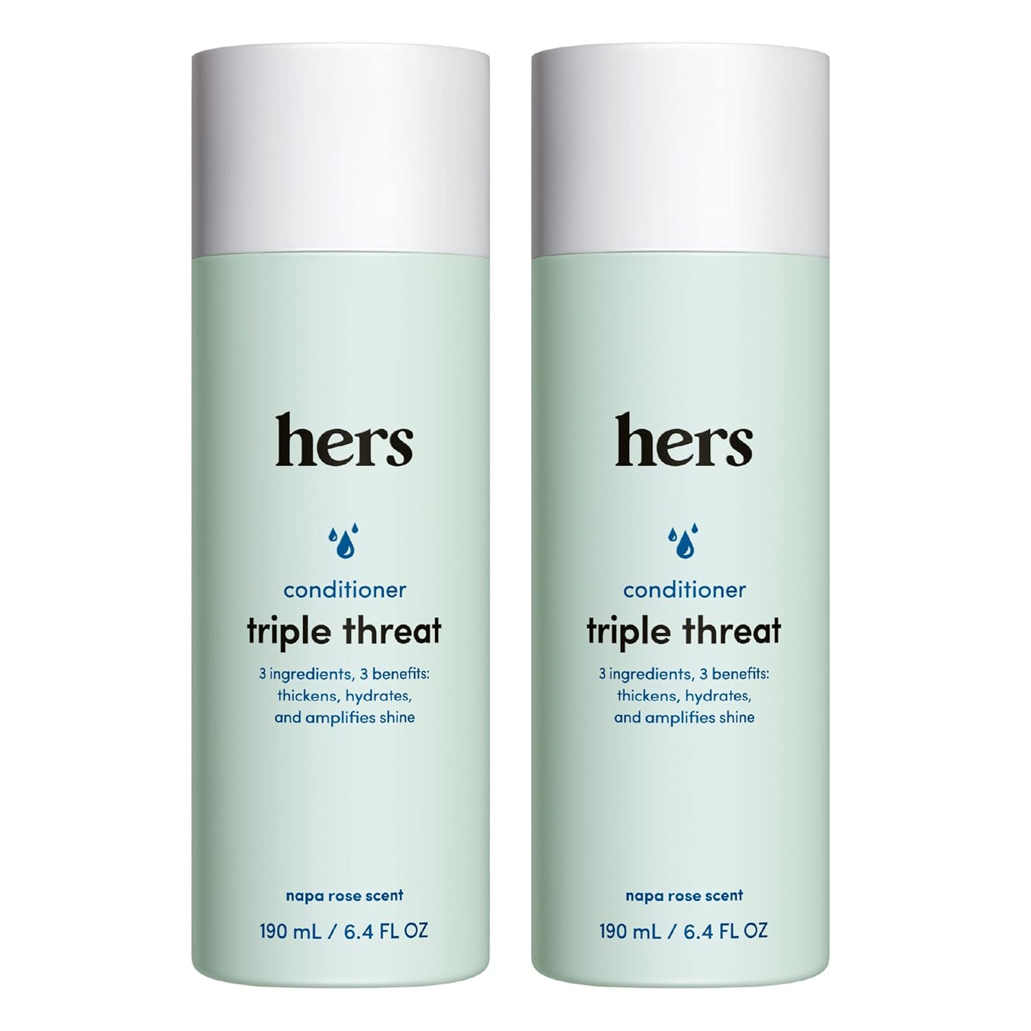 Hers Triple Threat Hydrating Conditioner For Damaged Hair, Leaves Hair Looking Shiny And Strong, Color Sage Formula With An Amino Acid Blend, Argan, Coconut, Sunflower Seed Oil, 2 Pack, 6.4Oz