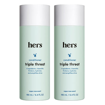 Hers Triple Threat Hydrating Conditioner For Damaged Hair, Leaves Hair Looking Shiny And Strong, Color Sage Formula With An Amino Acid Blend, Argan, Coconut, Sunflower Seed Oil, 2 Pack, 6.4Oz