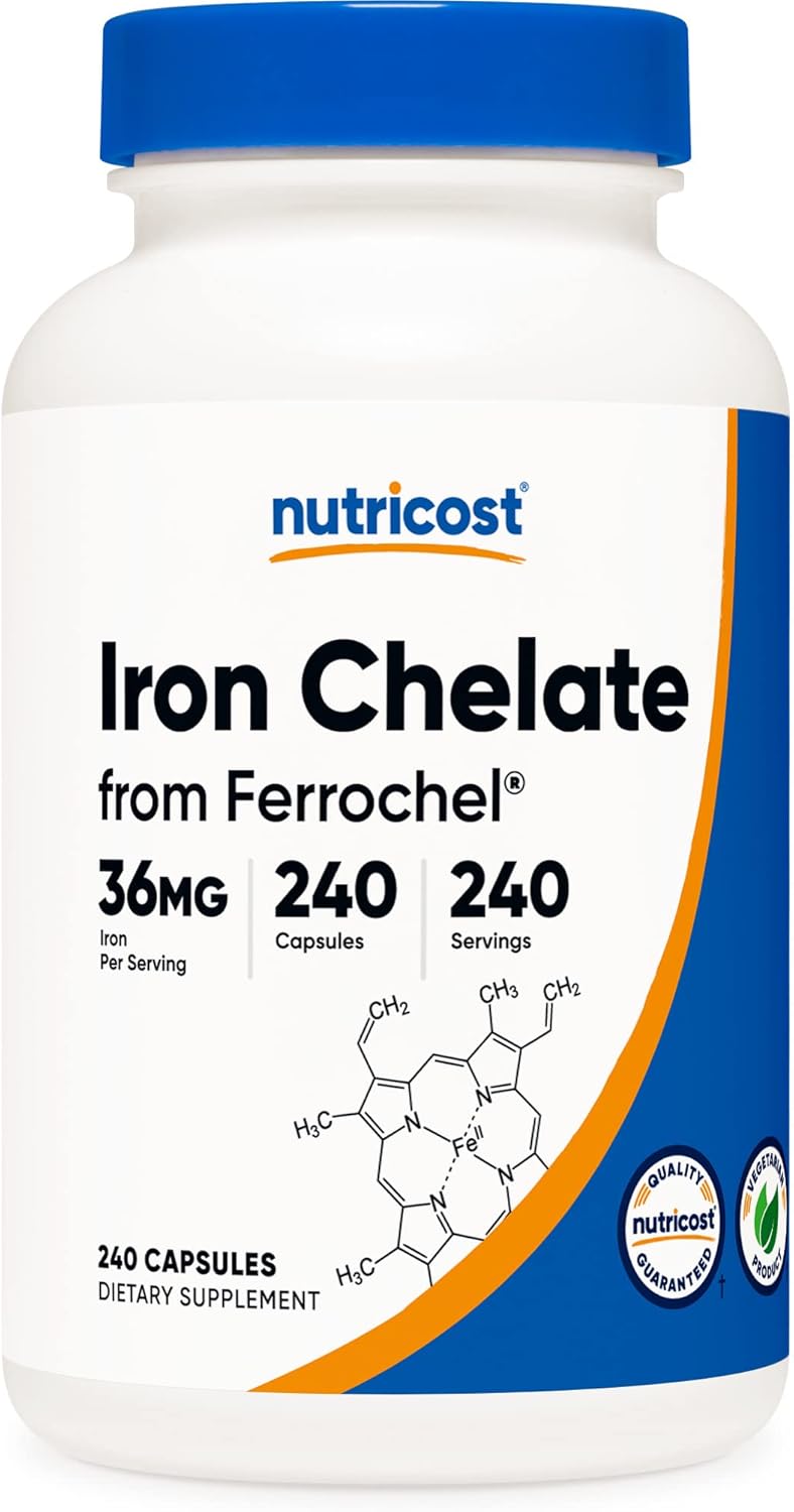 Nutricost Chelated Iron, As Ferrochel, 36mg, 240 Capsules