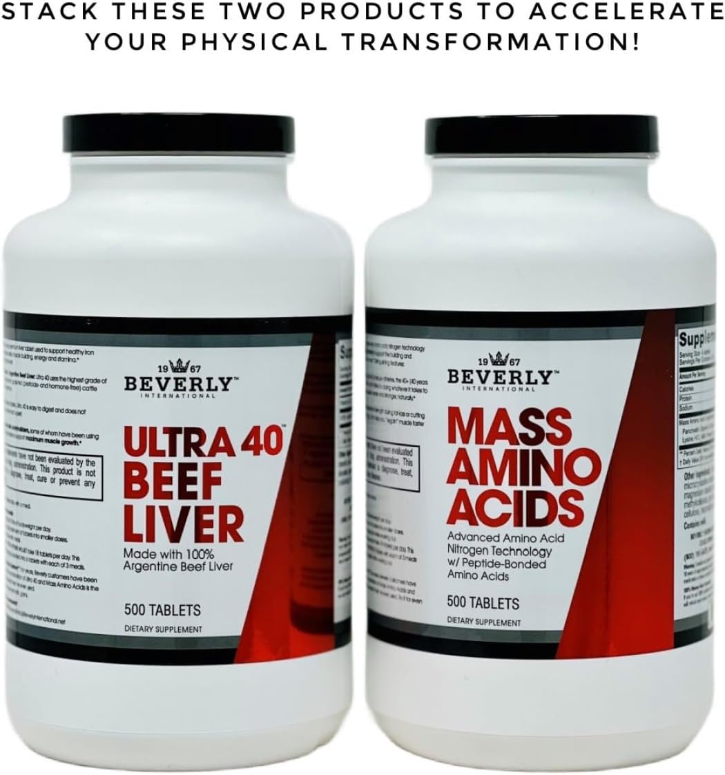 Beverly International Ultra 40 Beef Liver, 240 Capsules, 100% Pure, Grass-Fed. Promotes Strength, Endurance, Immune Support, And Overall Wellness : Health & Household