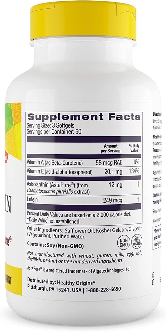 Healthy Origins Astaxanthin (Complex), 4 mg - Supports Heart Health, Immune System & Joint Health - Gluten-Free Supplement - 150 Softgels