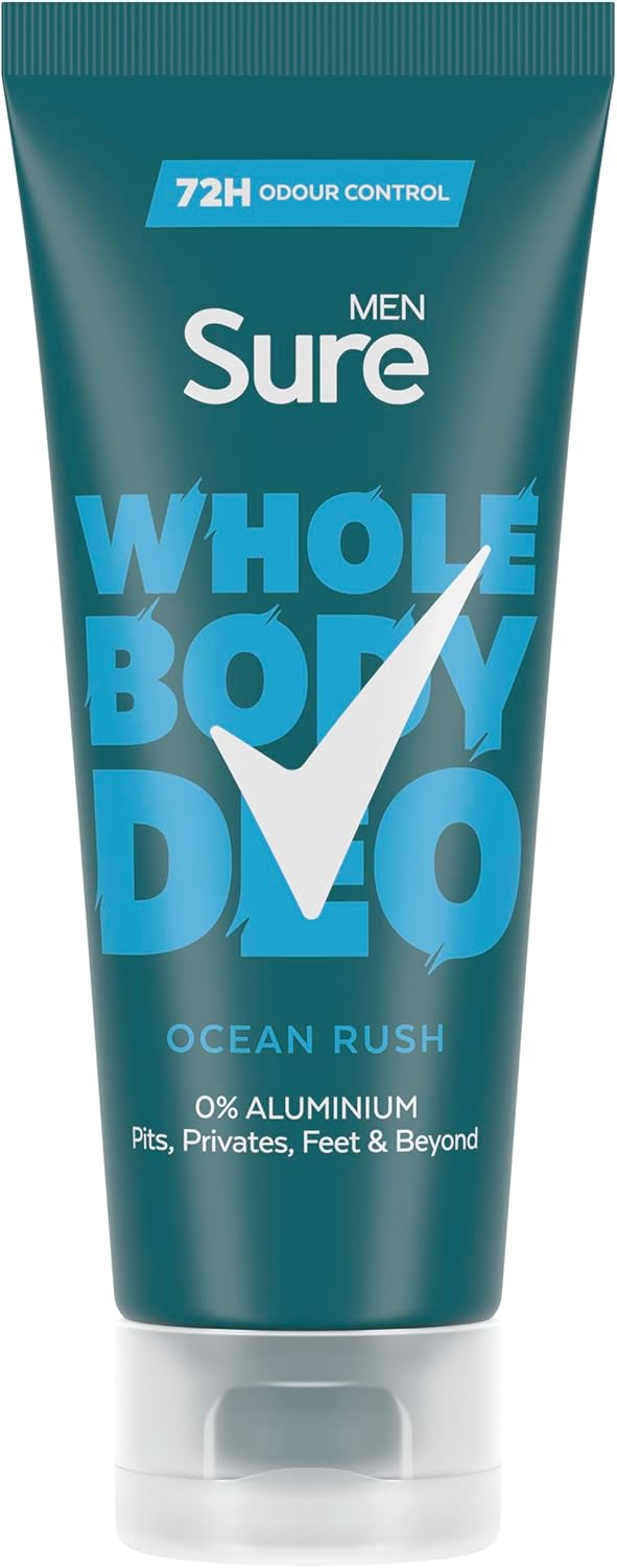 Sure Men Ocean Rush Whole Body Deodorant Men'S Deodorant Cream With A Herbal & Woody Fragrance For 72 Hour Odour Control 75 Ml