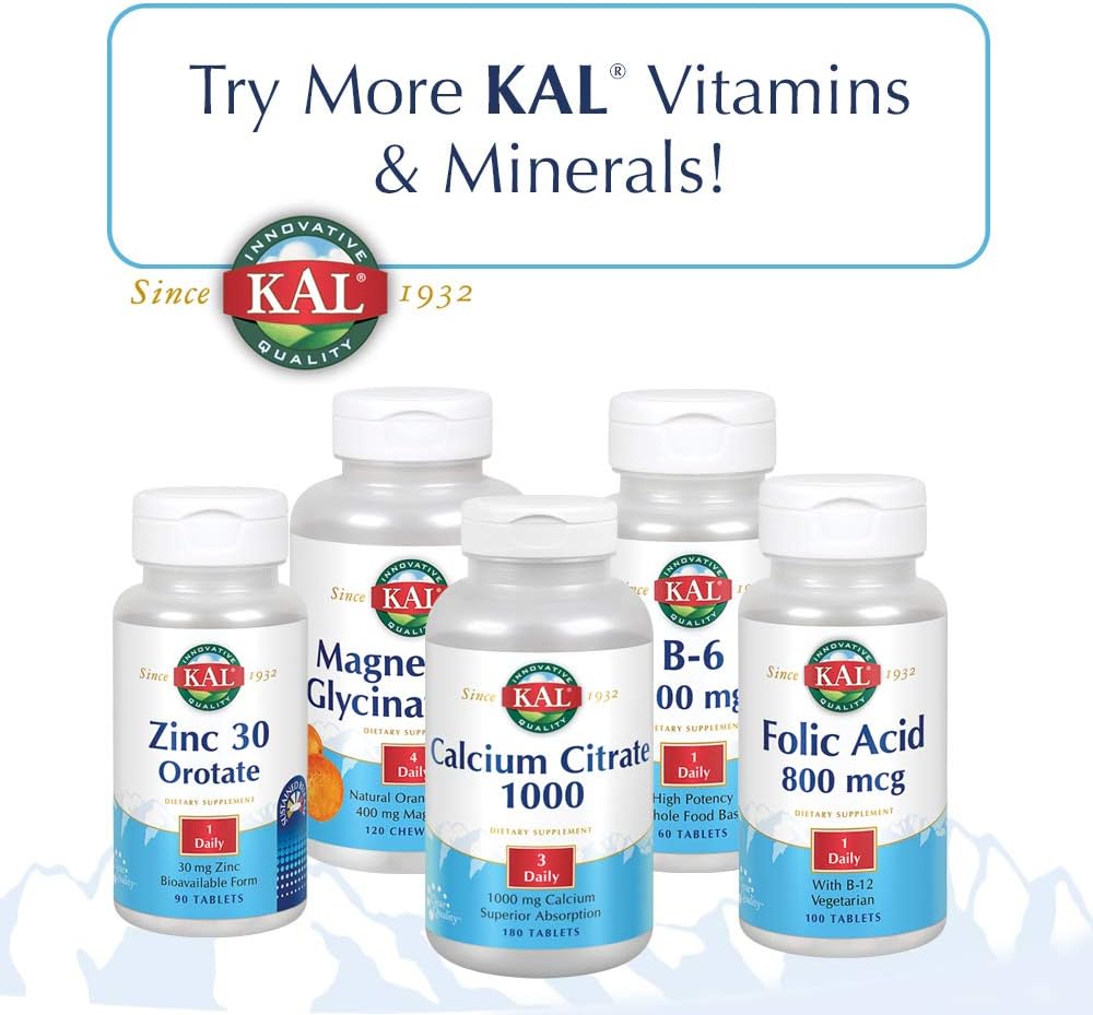 KAL Cal/Mag/Zinc | 1000mg Calcium, 400mg Magnesium & 15mg Zinc | Bone, Muscle, Heart & Immune Support | 100ct, 33 Serv : Health & Household