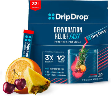 DripDrop Hydration - Electrolyte Powder Packets - Fruit Punch - 32 Cou