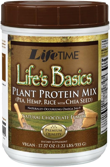 LIFETIME Lifes Basics Plant Based Protein Powder | Natural Chocolate,