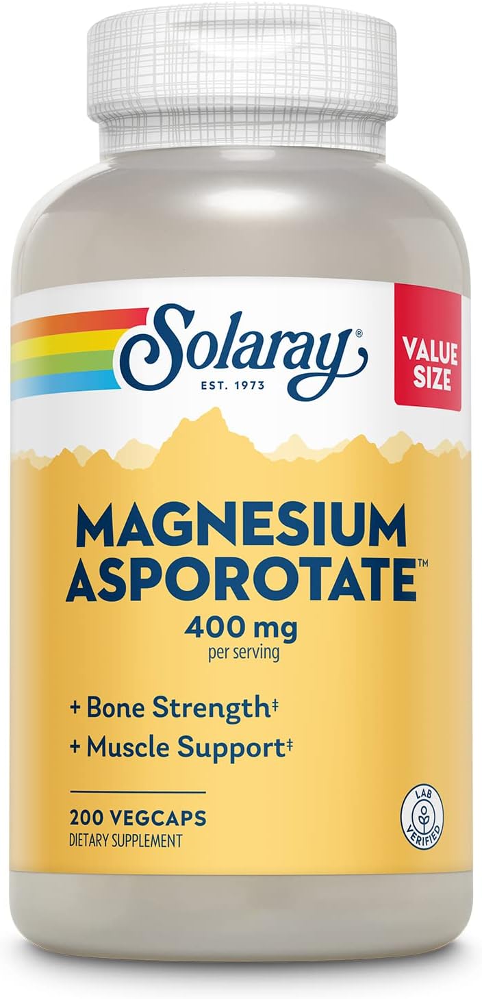 Solaray Magnesium Asporotate 400 Mg, Chelated Magnesium Supplement For Bone Health, Muscle & Nerve Function Support